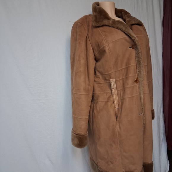 Alfani Outerwear Women Size L Tan Teddy Jacket with Faux Fur Accents - Picture 15 of 16